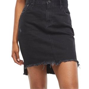 ABLE The Denim Skirt Laida Wash Black Frayed Hem Size 28 New